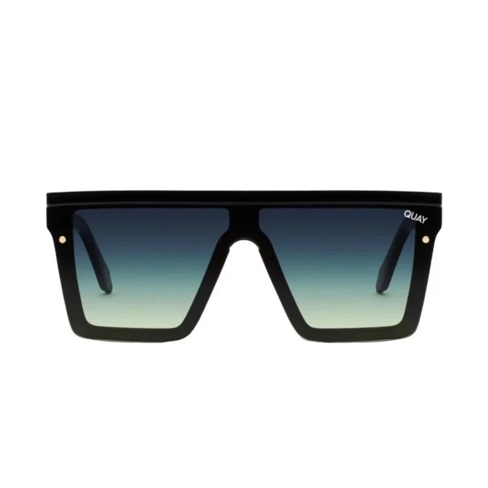 Quay Hindsight Shield Sunglasses Black /Smoke Green Fade Rimless 51mm Unisex